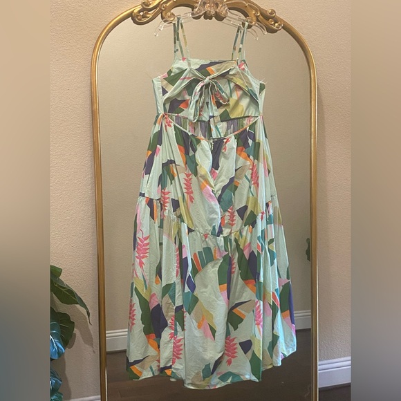 Farm Rio For Anthropologie Square Neck Apron Tie-Back Maxi Dress Size L - Picture 11 of 16